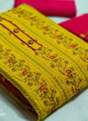 Yellow Colour Latest Fancy Designer Casual Wear Pure Cotton Kasmiri Embroidery Worked Dress Material Collection pc cotton 03